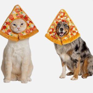 NWT THRILLS & CHILLS PIZZA SLICE HEADPIECE Dog Cat Halloween costume S/M